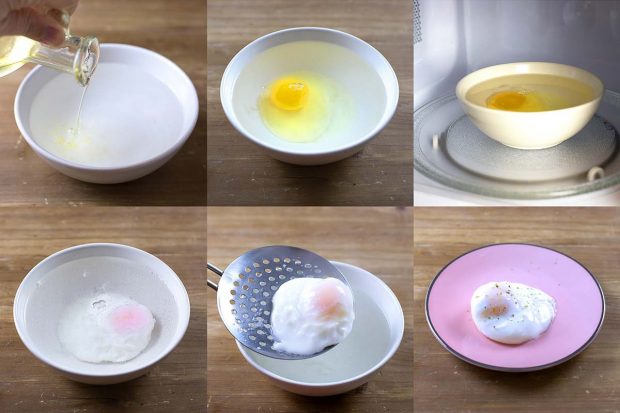 poached eggs in microwave