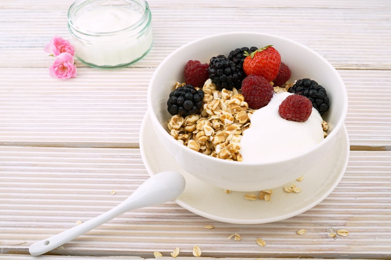 Yogurt smoothie with fruits- breakfast ideas