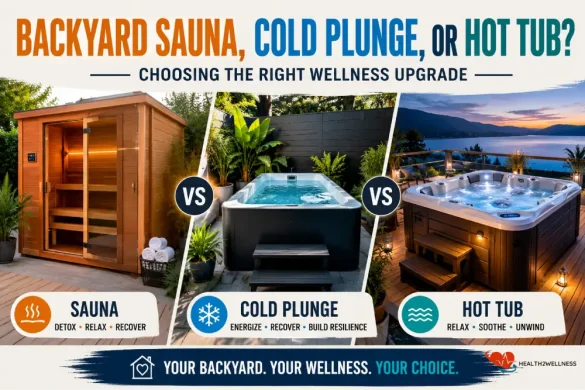 Backyard sauna, cold plunge, and hot tub comparison for choosing the best home wellness upgrade for relaxation, recovery, and health benefits.